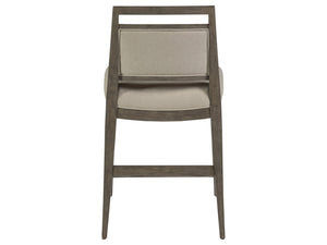 Lexington Artistica Home Nico Upholstered Counter Stool - Stylish Mid-century Design In Mahogany With Cozy Linen Blend Fabric Grigio Wood 2222-895-41-01