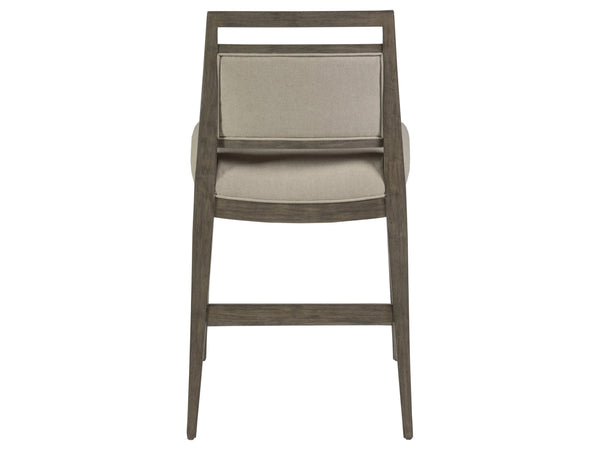 Lexington Artistica Home Nico Upholstered Counter Stool - Stylish Mid-century Design In Mahogany With Cozy Linen Blend Fabric Grigio Wood 2222-895-41-01