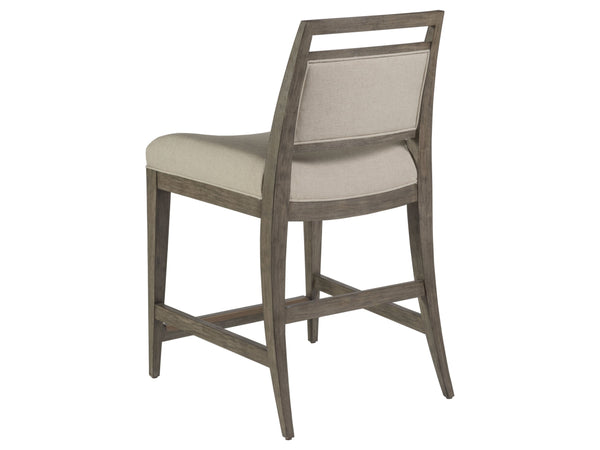Lexington Artistica Home Nico Upholstered Counter Stool - Stylish Mid-century Design In Mahogany With Cozy Linen Blend Fabric Grigio Wood 2222-895-41-01
