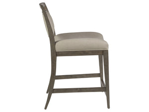 Lexington Artistica Home Nico Upholstered Counter Stool - Stylish Mid-century Design In Mahogany With Cozy Linen Blend Fabric Grigio Wood 2222-895-41-01