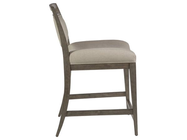 Lexington Artistica Home Nico Upholstered Counter Stool - Stylish Mid-century Design In Mahogany With Cozy Linen Blend Fabric Grigio Wood 2222-895-41-01