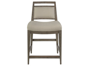 Lexington Artistica Home Nico Upholstered Counter Stool - Stylish Mid-century Design In Mahogany With Cozy Linen Blend Fabric Grigio Wood 2222-895-41-01