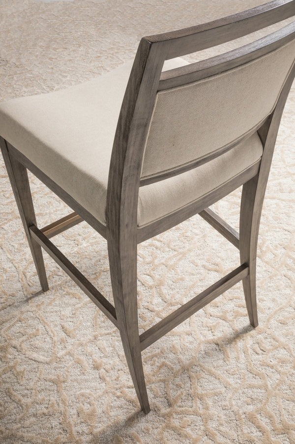 Lexington Artistica Home Nico Upholstered Barstool - Elegant Mid-century Design In Mahogany With Luxurious Soft Upholstery Grigio Wood 2222-896-41-01