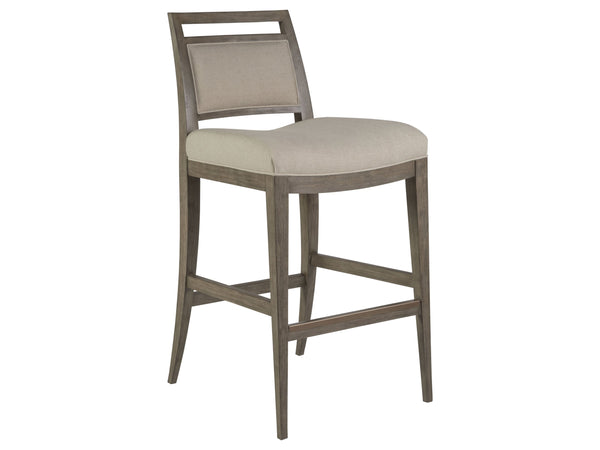 Lexington Artistica Home Nico Upholstered Barstool - Elegant Mid-century Design In Mahogany With Luxurious Soft Upholstery Grigio Wood 2222-896-41-01