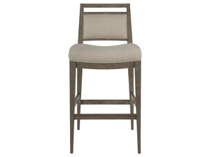 Lexington Artistica Home Nico Upholstered Barstool - Elegant Mid-century Design In Mahogany With Luxurious Soft Upholstery Grigio Wood 2222-896-41-01