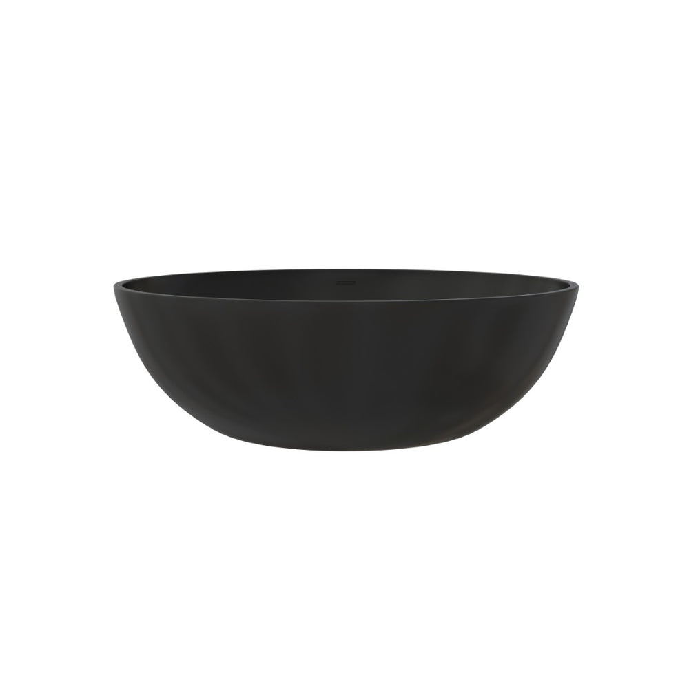 English Elm 67" Freestanding Soaking Tub Eco Stone Resin Matte Black Finish with Integrated Shelf T3785P490203