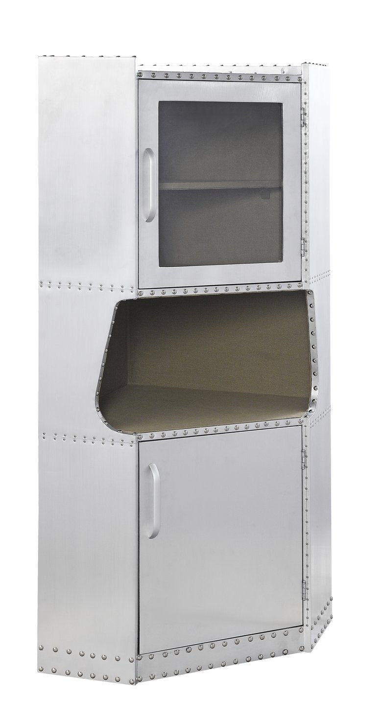 English Elm Aluminum Two-Door Cabinet with Shelf — Durable Wood & Aluminum Finish, Modern Concealed Storage, 57"H x30"W B062P209181