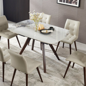English Elm Retractable Sintered Stone Extendable Dining Table Seats 8 Modern Minimalist Base W5630P456161