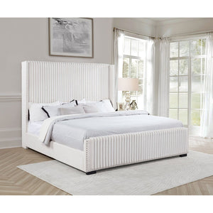 English Elm Ian Wingback California King Bed with Channel Tufting Nailhead Trim and Foam Cushioning B062P472653