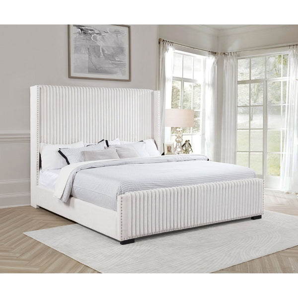 English Elm Ian Wingback California King Bed with Channel Tufting Nailhead Trim and Foam Cushioning B062P472653