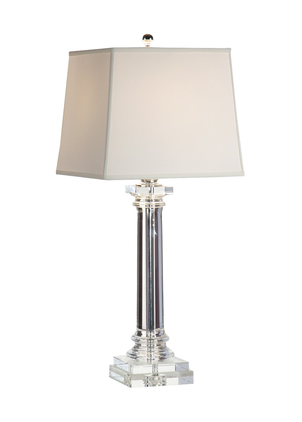 Wildwood Round Crystal Column Lamp — 31" Solid Cast Crystal Cylinder Table Lamp With Polished Trim, Warm Ambient Glow 22231