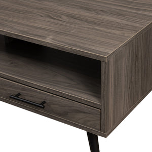English Elm Walker Edison - Contemporary 2-Drawer Low Coffee Table Slate Grey – Warp-Resistant MDF, Tapered Metal Legs, Compact Storage B185P169012