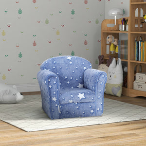English Elm Qaba Kids Sofa Chair - Cozy Glow-In-The-Dark Star Design, Portable Upholstered Toddler Seat, Blue W2225P229321-GIGA