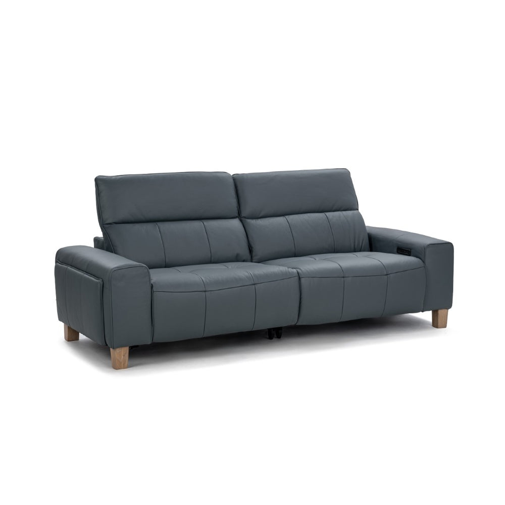 Classic Home Alea Reclining Sofa in Smoke Blue - Luxurious Leather Comfort with Modern Design for Your Space 2223SF11