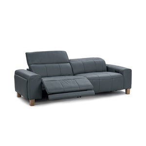 Classic Home Alea Reclining Sofa in Smoke Blue - Luxurious Leather Comfort with Modern Design for Your Space 2223SF11