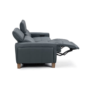 Classic Home Alea Reclining Sofa in Smoke Blue - Luxurious Leather Comfort with Modern Design for Your Space 2223SF11