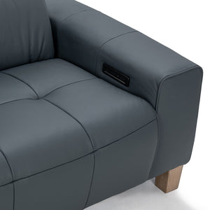 Classic Home Alea Reclining Sofa in Smoke Blue - Luxurious Leather Comfort with Modern Design for Your Space 2223SF11