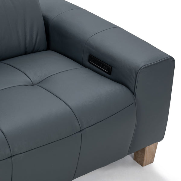 Classic Home Alea Reclining Sofa in Smoke Blue - Luxurious Leather Comfort with Modern Design for Your Space 2223SF11