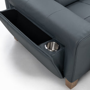 Classic Home Alea Reclining Sofa in Smoke Blue - Luxurious Leather Comfort with Modern Design for Your Space 2223SF11