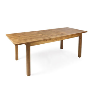 English Elm 7 Piece Solid Acacia Hardwood Extendable Outdoor Dining Set with Cream Cushioned Chairs Light White,Teak 60322.00_N762P380633K6