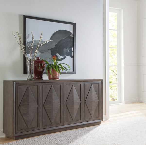 Lexington Artistica Home Exchequer Buffet - Transitional Mahogany Storage With Diamond Pattern Doors, Adjustable Shelves & Drawers Antico Wood 2225-852-39