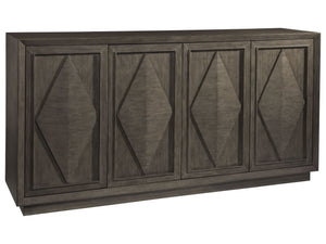 Lexington Artistica Home Exchequer Buffet - Transitional Mahogany Storage With Diamond Pattern Doors, Adjustable Shelves & Drawers Grigio Wood 2225-852-41