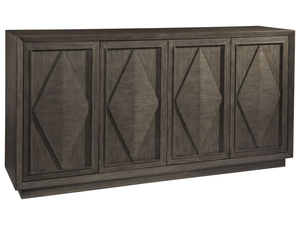 Lexington Artistica Home Exchequer Buffet - Transitional Mahogany Storage With Diamond Pattern Doors, Adjustable Shelves & Drawers Grigio Wood 2225-852-41