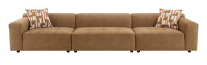 English Elm Contemporary Modular Living Room Sofa in Chocolate Suede with Pocket Coil Support B2726S00574