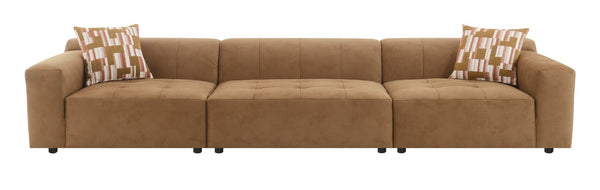 English Elm Contemporary Modular Living Room Sofa in Chocolate Suede with Pocket Coil Support B2726S00574