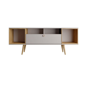 Theodore 62.99 TV Stand in Off White and Cinnamon 222551 Manhattan Comfort