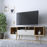 Theodore 62.99 TV Stand in Off White and Cinnamon 222551 Manhattan Comfort