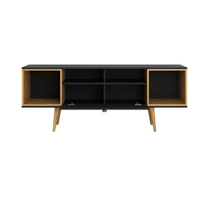 Theodore 62.99 TV Stand in Black and Cinnamon 222552 Manhattan Comfort
