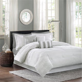 Madison Park Hampton Transitional 7 Piece Jaquard Comforter Set MP10-1029 White