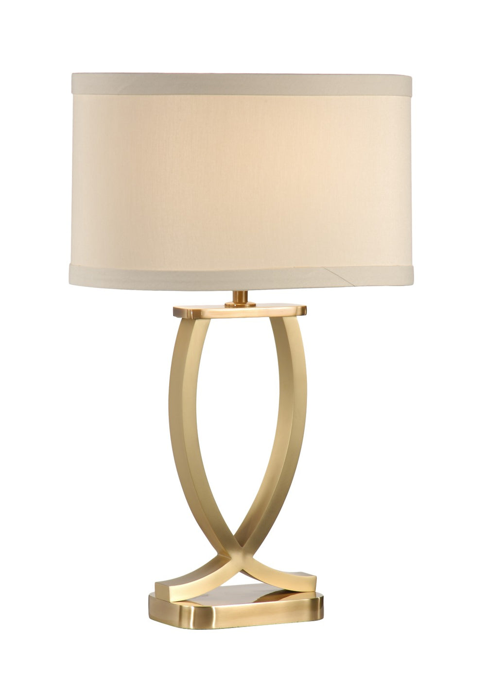 Wildwood Arches Hand-Brushed Solid Brass Table Lamp With Light Taupe Silk Shade — 26" Elegant Ambient Lighting 22260