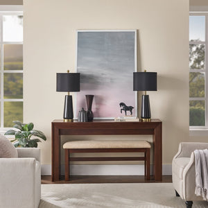 English Elm Fluted Counter Height Dining Set Narrow Bar Console with Upholstered Stool Retro Wood Walnut W1202P330890
