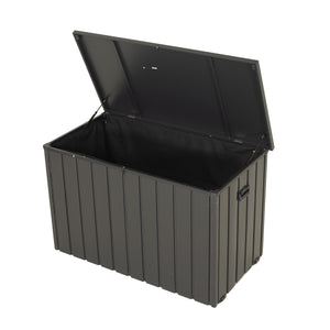 English Elm Outdoor Storage Box 120 Gallon with Hydraulic Soft-Close Lid, Lockable, Wheels & Handles for Patio 안전 収納 Gray W1859P325790