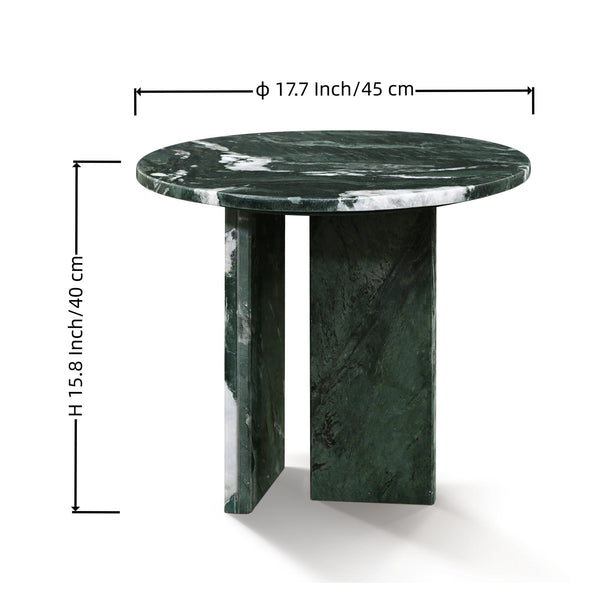 English Elm Green Natural Marble Coffee Table – Elegant 17.7" Accent Table For Living Room & Modern Decor W1696P314929