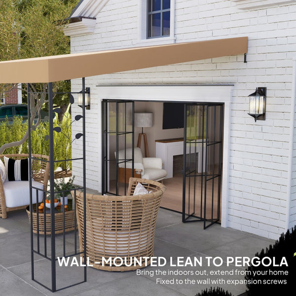 English Elm Convenient Wall Mounted Pergola Powder Coated Metal Frame Uv Resistant Outdoor Canopy T3971P427117