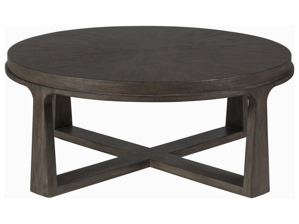 Lexington Artistica Home Rousseau Round Cocktail Table - Elegant Mahogany Design With Radial Matched Top For Modern Homes Antico Wood 2228-943-39