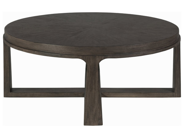 Lexington Artistica Home Rousseau Round Cocktail Table - Elegant Mahogany Design With Radial Matched Top For Modern Homes Antico Wood 2228-943-39