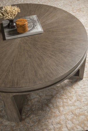 Lexington Artistica Home Rousseau Round Cocktail Table - Elegant Mahogany Design With Radial Matched Top For Modern Homes Grigio Wood 2228-943-41