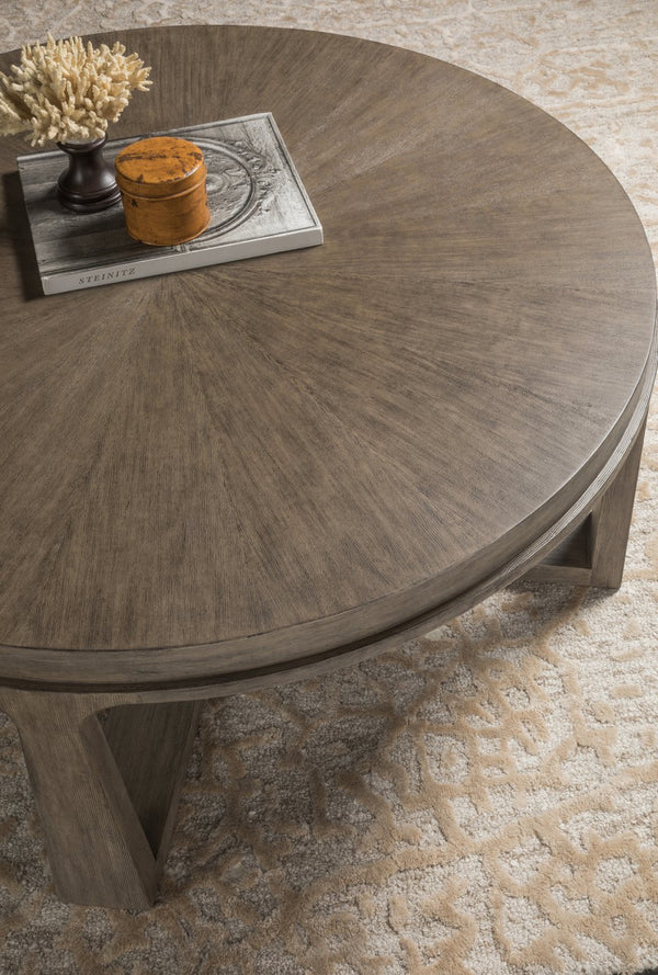 Lexington Artistica Home Rousseau Round Cocktail Table - Elegant Mahogany Design With Radial Matched Top For Modern Homes Grigio Wood 2228-943-41