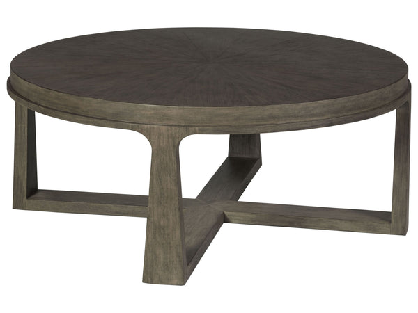 Lexington Artistica Home Rousseau Round Cocktail Table - Elegant Mahogany Design With Radial Matched Top For Modern Homes Grigio Wood 2228-943-41