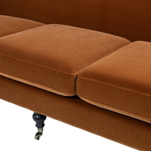 English Elm Alana Velvet Three Cushion Sofa Hardwood Frame Tight Back Living Room Seating B2719P479037