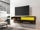 Manhattan Comfort Astor Modern Floating Entertainment Center Rustic Brown and Yellow 222BMC94