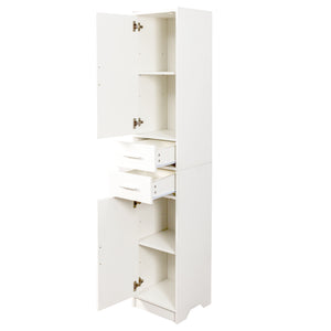 English Elm 70.87" Tall Bathroom Cabinet with 2 Doors & Drawers, Slim Vertical Storage w/ Adjustable Shelves for Home W331P365119