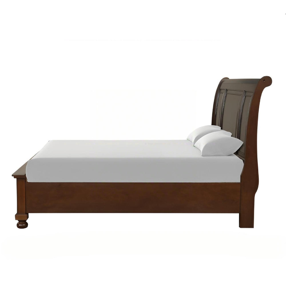 English Elm Meade Queen Sleigh Bed With Footboard Storage In Dark Cherry Finish - Elegant & Durable Design B078S00646