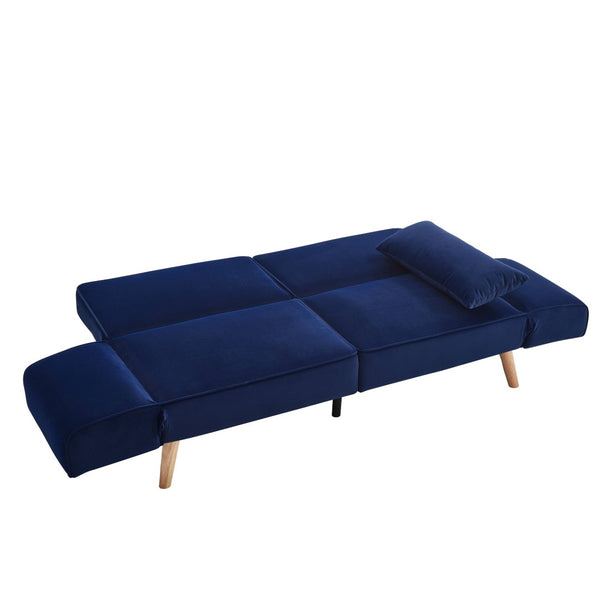 English Elm 72.8" Velvet Futon Sleeper Sofa Split Back Reclining Couch for Apartments and Guest Rooms Navy Blue W1669P364130