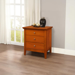 English Elm Charming three-drawer nightstand with storage—durable particleboard, compact 26"H x 24"W x 18"D bedside solution Oak 30 L x 26 W x 20 H B078108325