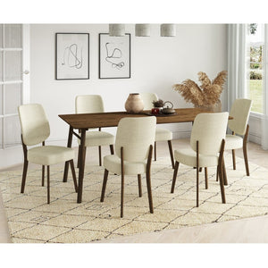 English Elm Dellers Mid-century Upholstered Dining Chair Set Walnut Tapered Legs Foam Cushion Oatmeal B127P495084
